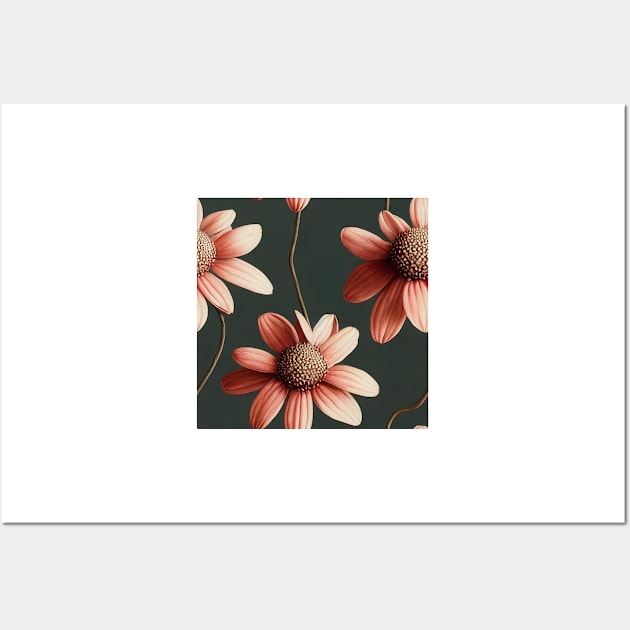 Vintage Dusty Pink Floral Pattern Wall Art by VintageFlorals